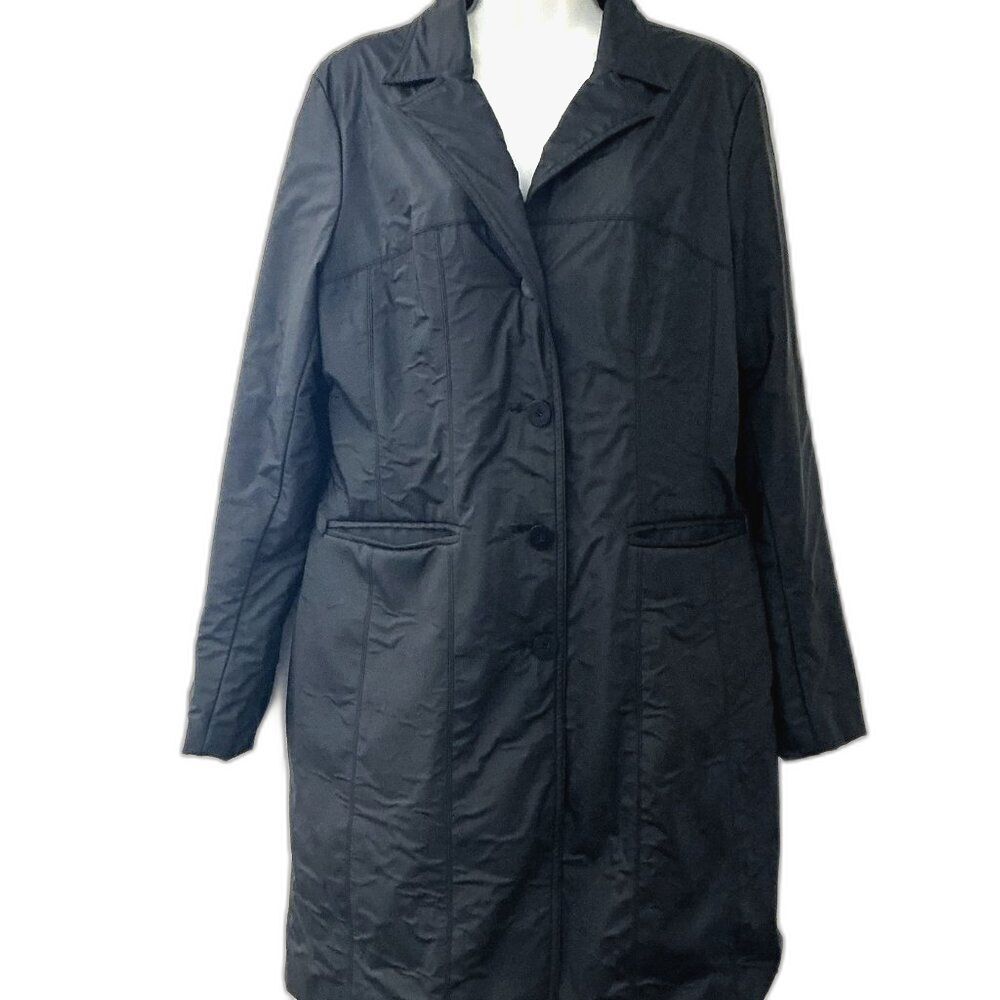 Weather Tamer Vintage Black Y2K 90s Waterproof Trench Coat M